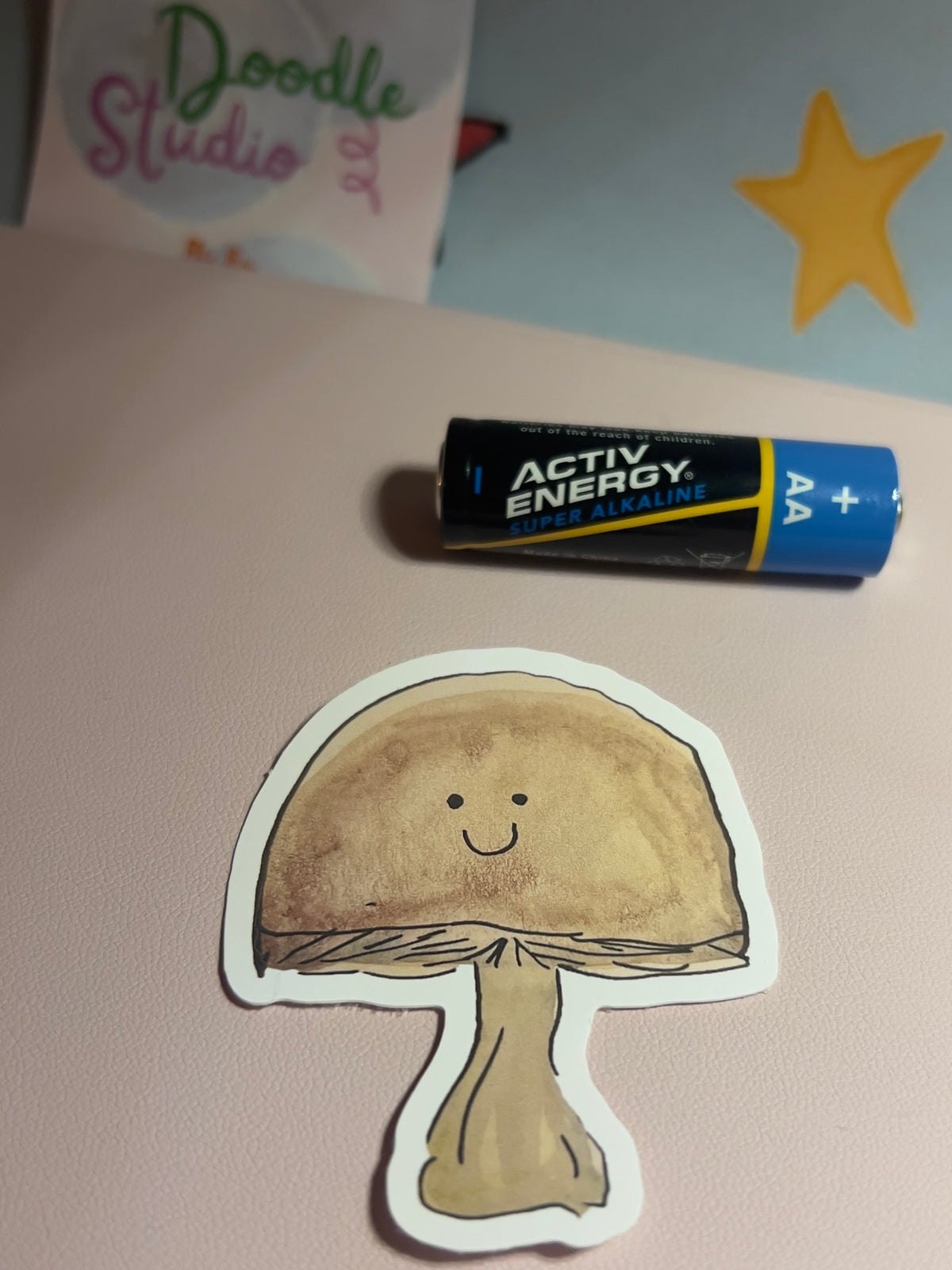 Mushroom Hand Painted Die Cut Sticker
