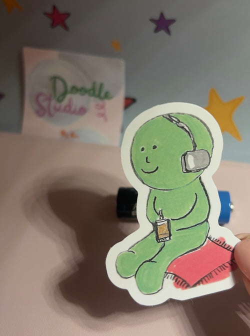 Green Guy Smiski Die Cut Sticker
