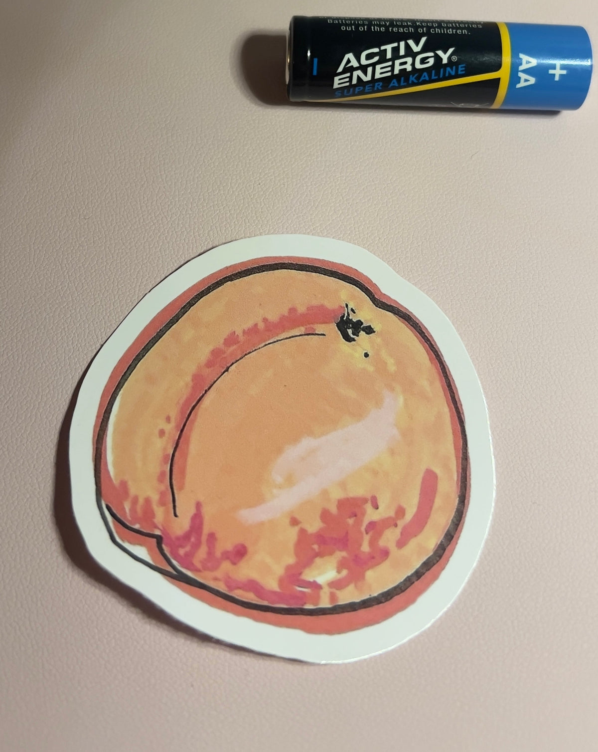 Peach Die Cut Hand Drawn Sticker