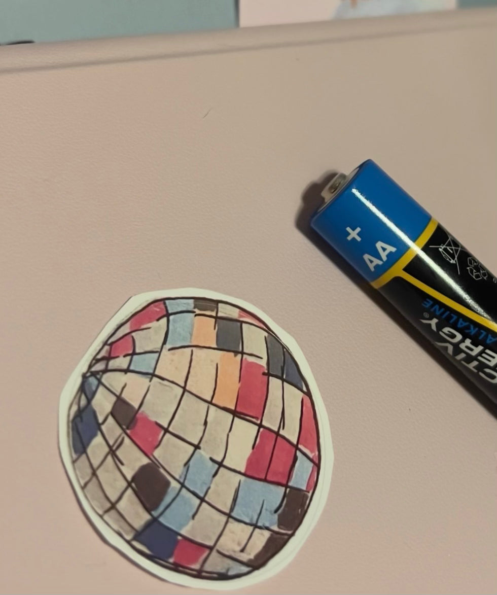 Disco Ball Hand Drawn Die Cut Sticker