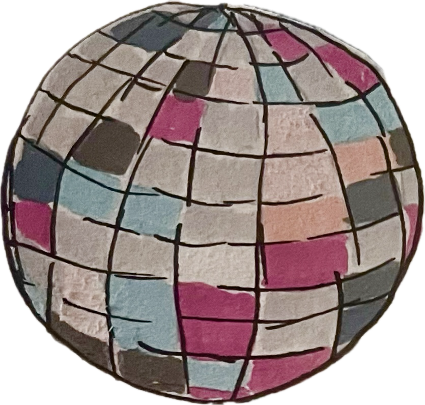 Disco Ball Hand Drawn Die Cut Sticker